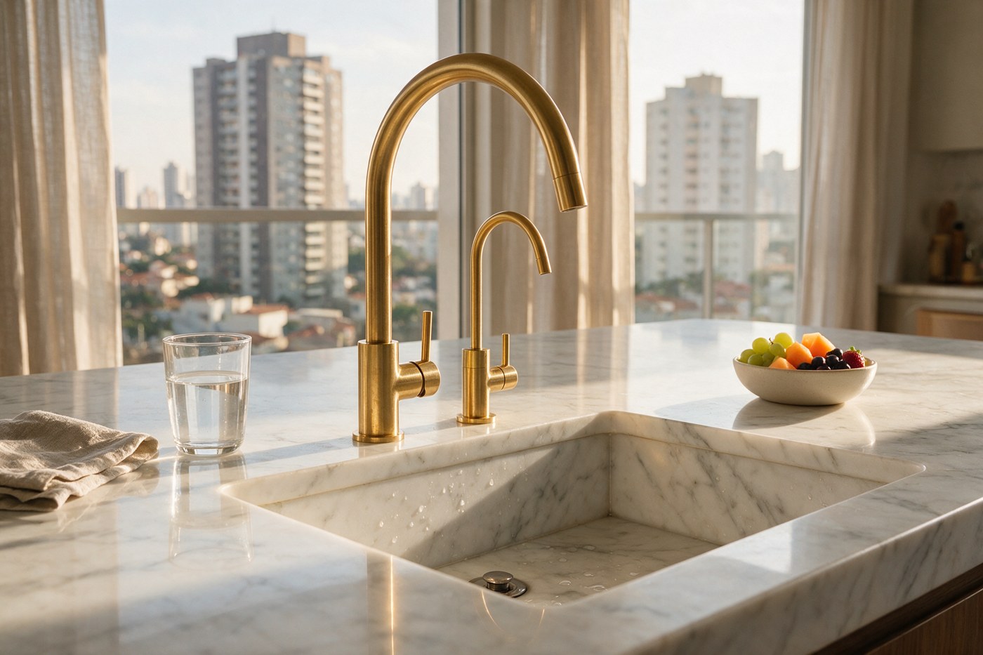 Torneira dupla Springway em cozinha